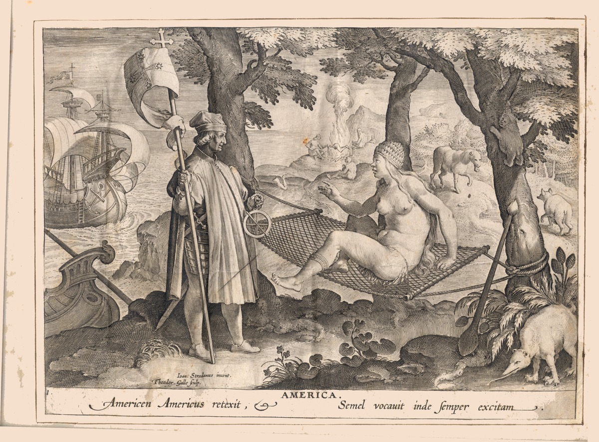 de ontdekking van Amerika uit Nova Reperta, Joannes Stradanus, 1590