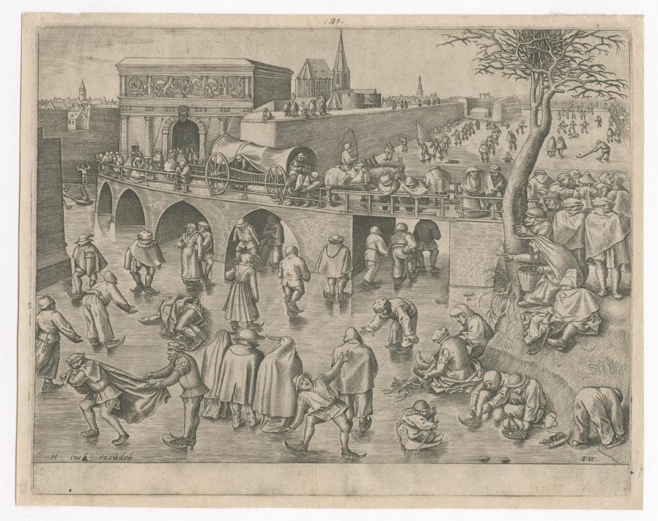IJsvermaak aan de Sint-Jorispoort, Frans Huys - Pieter Bruegel I - Hieronymus Cock, ca. 1558