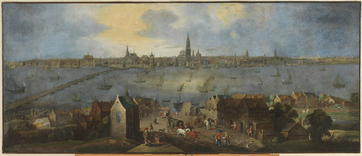 Gezicht op de rede van Antwerpen, Matthijs Schoevaerdts (1660-1702)